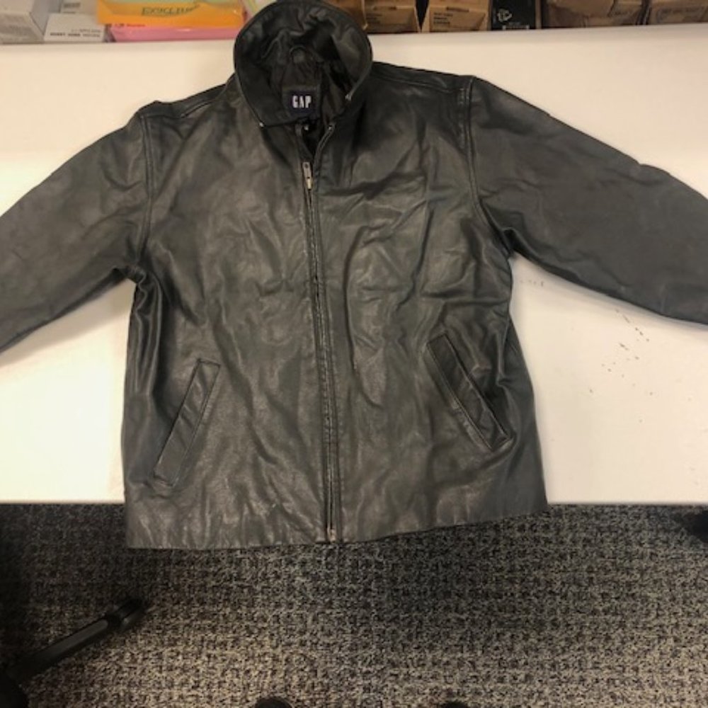 Black Gap Leather coat - Kids Large Size 10 - Picture 1 of 8